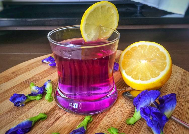 Warm purple lemon tea