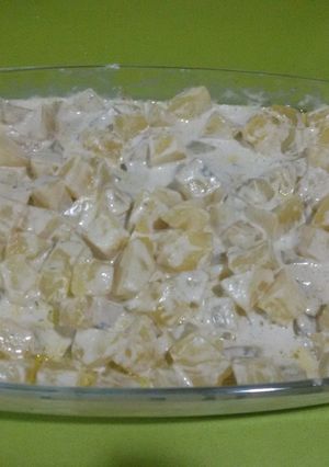 Una foto de Patatas con salsa de cabrales con thermomix