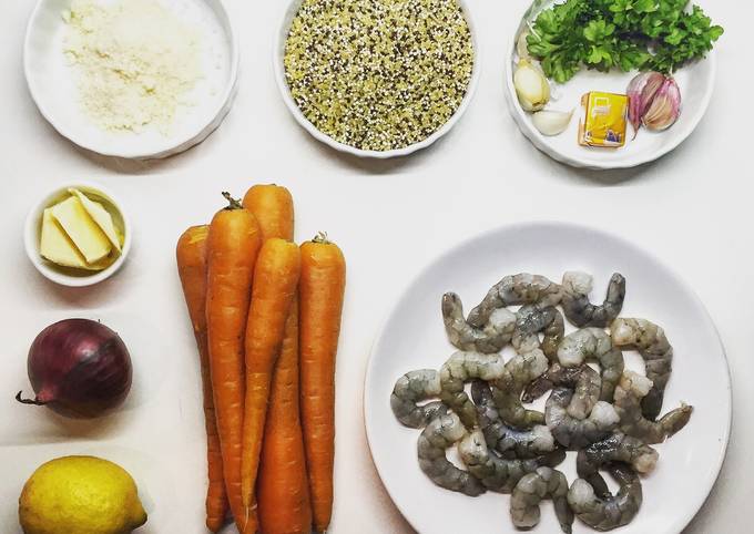 Garlic Shrimps with Quinoa and Roasted Carrots