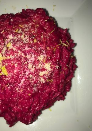 Una foto de Risotto de remolacha