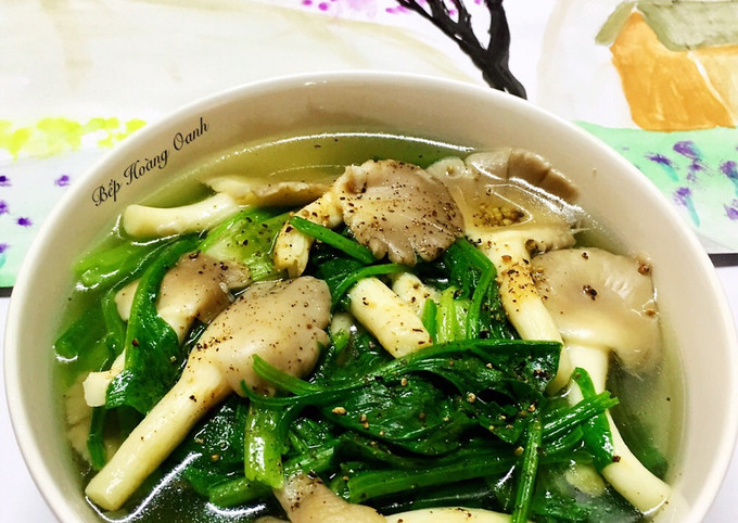 Canh cải bó xôi nấm hương
