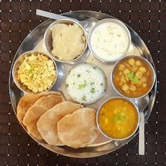 A picture of North Indian style, No onion No garlic Thali.