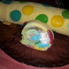 A picture of Polka dot Swiss roll #CookpadRamadan.