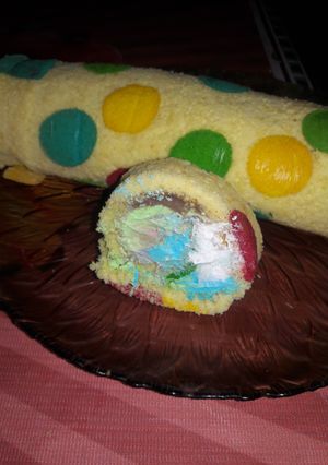 A picture of Polka dot Swiss roll #CookpadRamadan.