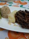 Fajitas de carne de res con salsa soya