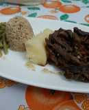 Fajitas de carne de res con salsa soya