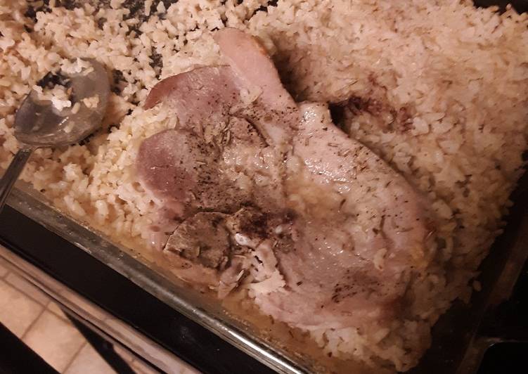 Baked Pork Chops and Brown Rice
