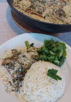 صورة لوصفة سلمون بصوص الكريمة بالليمون