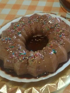 Una foto de Flan dos chocolates