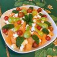 Melon au deux tomates, feta et menthe