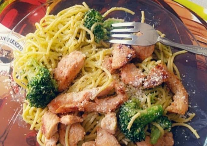Spaghetti verde con pollo Receta de Andrea- Cookpad