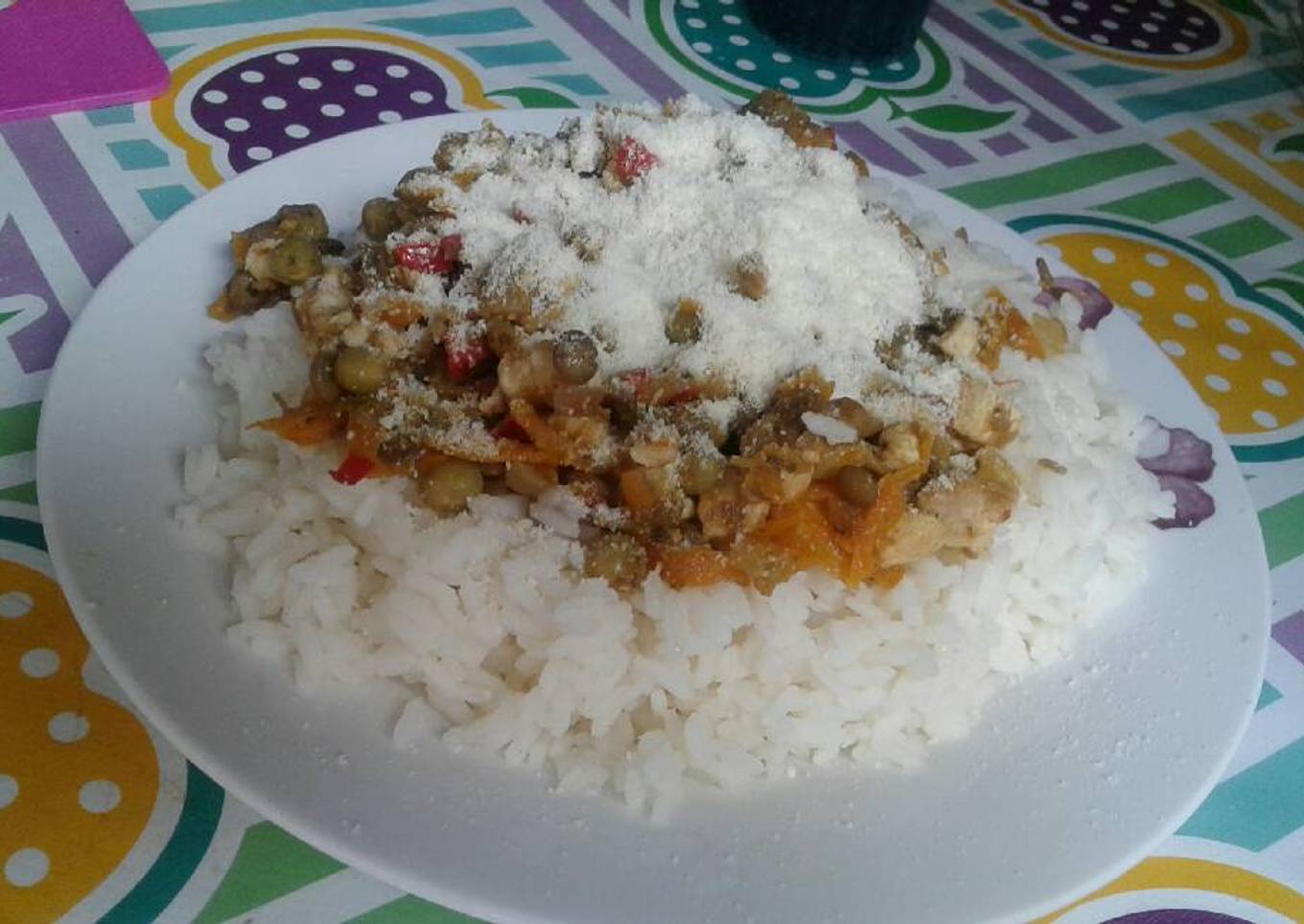 Arroz salteado (con pollo y champiñones)