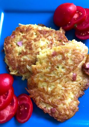 Tojásos reszelt krumpli, tökkel és krinolinnal recept fotója