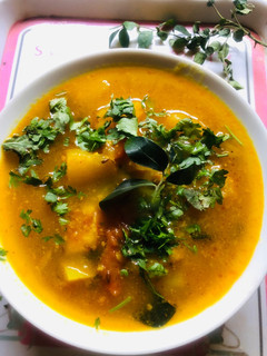 A picture of Pumpkin Toor dal curry.