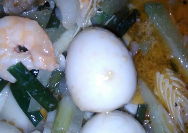 Resep Labu siam telur puyuh dan udang kuah santan Anti Gagal