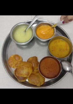 A picture of Summer Spoon Dish Aamras and masala puri.