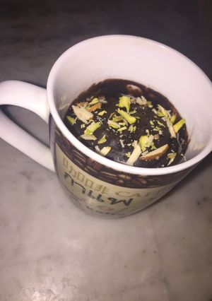 A picture of 1Min Choco Mug Brownie in microwave (eggless).