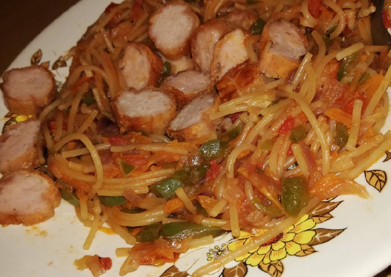 Spaghetti with sausage #4weekschallenge #charityrecipe