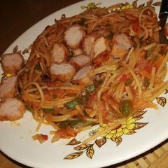 A picture of Spaghetti with sausage#4weekschallenge#charityrecipe.