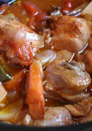 A picture of Slow Cooker Korean Style Spicy Soy Sauce Chicken.