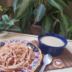 A picture of Creamy of mushrooms soup.