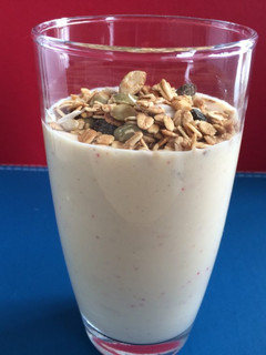 A picture of Banana, Peach, Apricot Smoothie With Muesli.