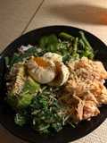 Grilled salmon sushi rice bowl