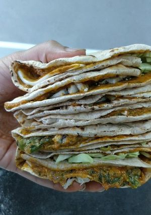 A picture of Palak paneer bhurji wrap.