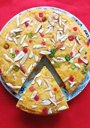 A picture of Mango Semolina Cake (Eggless).