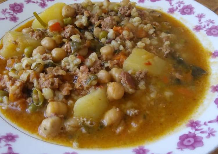 Garbanzos con mote y verduras a mi estilo