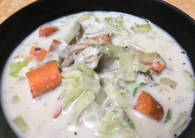 Cozy Cream Chicken & Potato Soup with Black Eyed Pea Flour