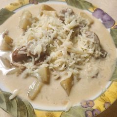A picture of Brad's German potato and bratwurst soup.
