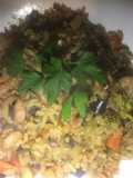 Arroz integral con verduras y gambas