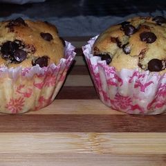 A picture of Vanilla chocolate chip muffin with part wheat flour.