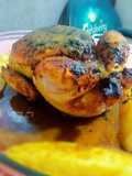 Pollo relleno de frutas pasas a la imperial al horno