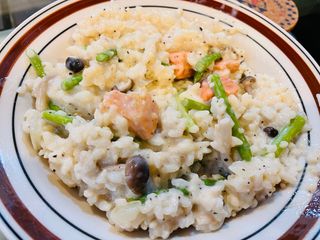 鮭魚蘆筍菇菇燉飯