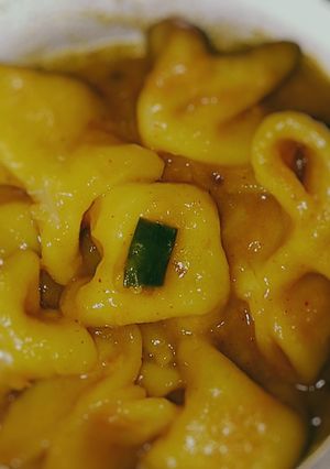 A picture of Dal pithi.