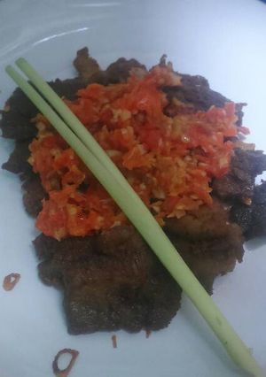 Foto resep Daging tumbuk sambal korek