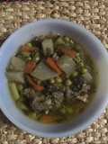 Sopa primavera con caldo de huesos