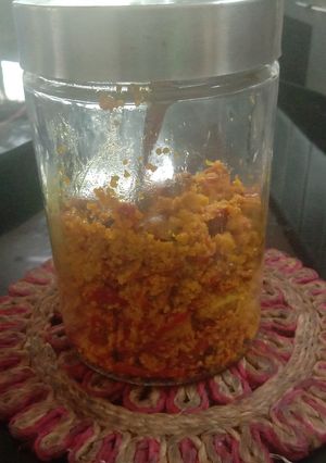 A picture of Red mirchi achar.