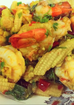 รูปของ กุ้งเเม่น้ำผัดพริกขี้หนู