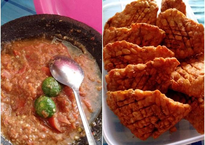 Tempe garet&sambel tomat mentah