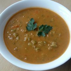 A picture of Vickys Curried Split Pea Soup, GF DF EF SF NF.