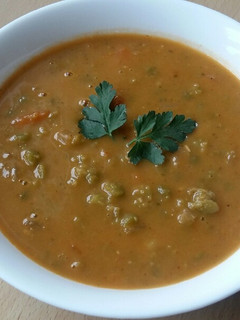 A picture of Vickys Curried Split Pea Soup, GF DF EF SF NF.