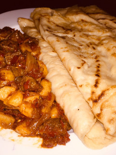 A picture of Savoury crepe and sauce.