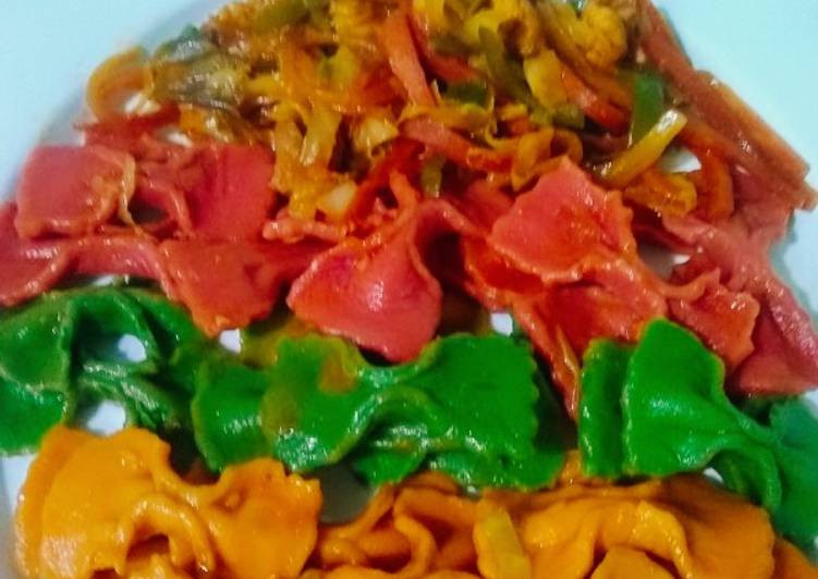 Easiest Way to Prepare Quick Super Spicy Farfalle veggie Pasta. (homemade)