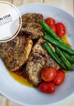 Foto resep Grill Tuna Steak with Garlic Lemon Butter Sauce