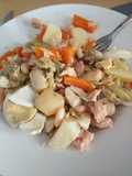 Ensalada de patata, berenjena y judías blancas