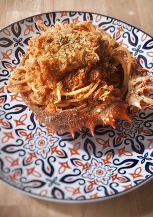 Una foto de Spaghetti con carne de centolla