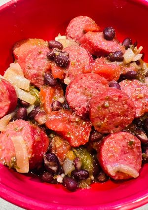 A picture of Beef Polska Kielbasa with Beans 🫘.